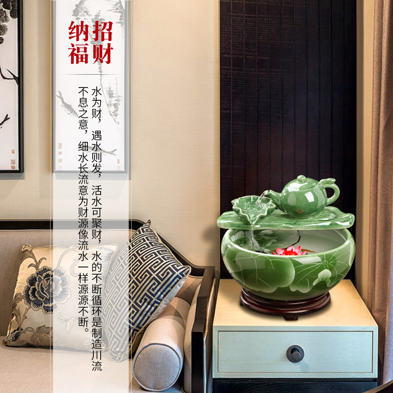 Jingdezhen ceramic circulating water generative furnishing articles large aquarium fish desktop fountain in the sitting room TV cabinet decoration