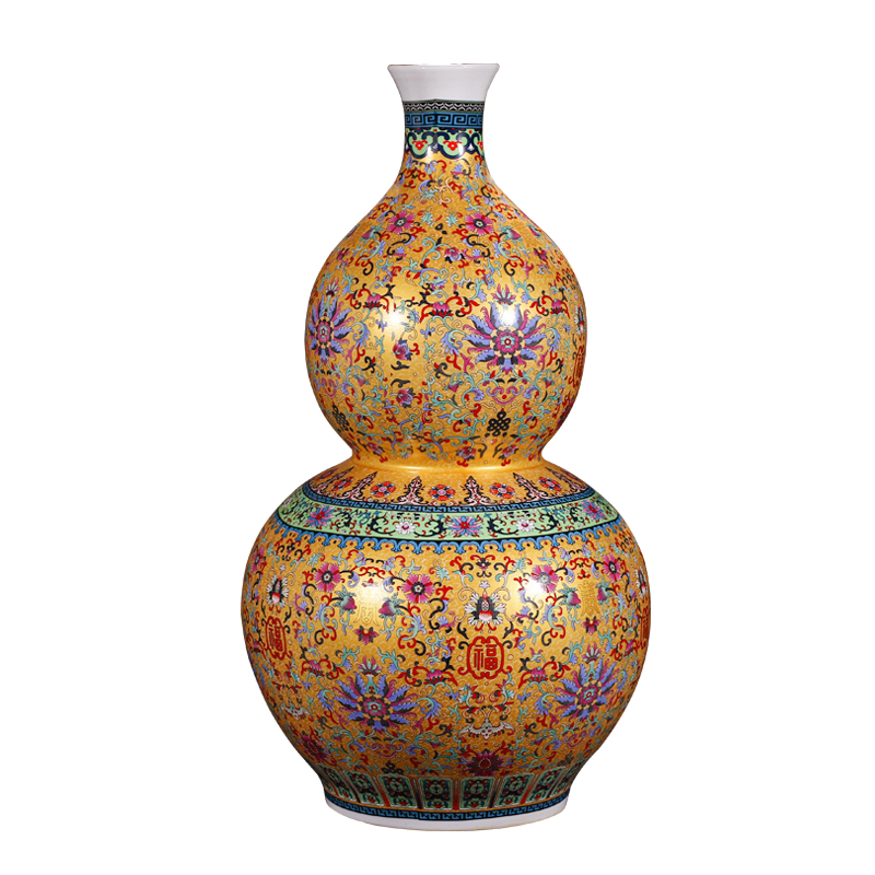 Jingdezhen ceramic floor gourd vases, flower arranging Chinese style household furnishing articles, the sitting room porch porcelain decorations large
