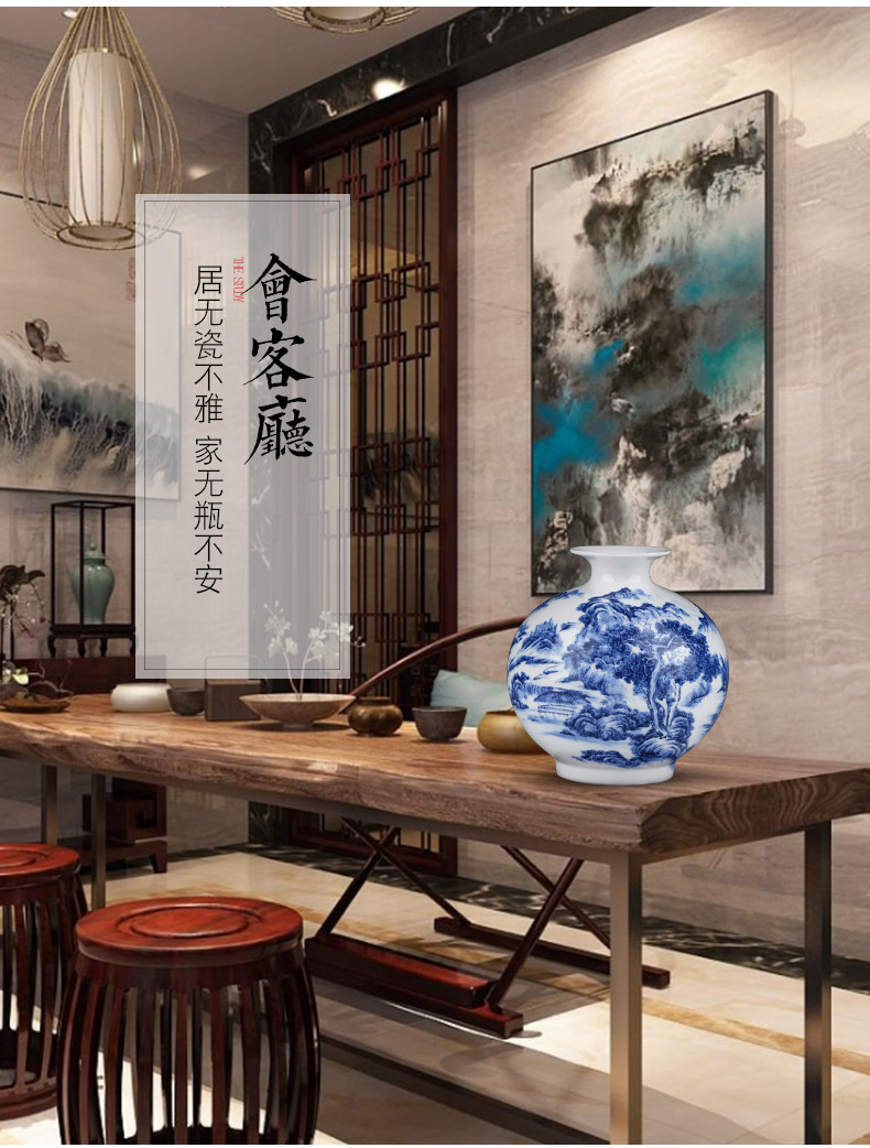 Jingdezhen ceramic blue and white porcelain vases, flower arrangement furnishing articles sitting room home TV ark, study Chinese decorative arts and crafts