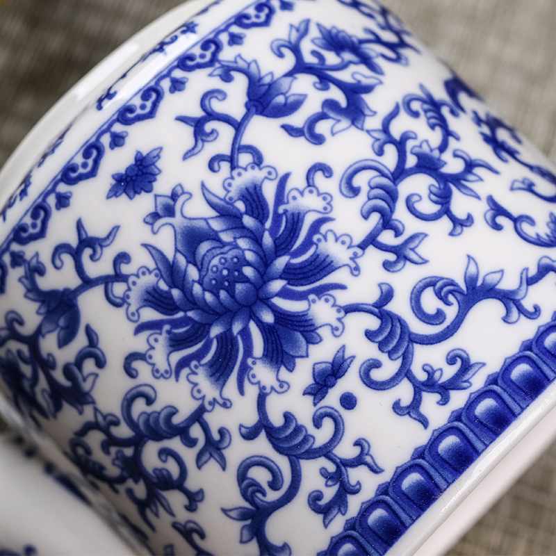 Jingdezhen blue and white ceramics kung fu tea set office household of Chinese style cup teapot girder of a complete set of the kettle