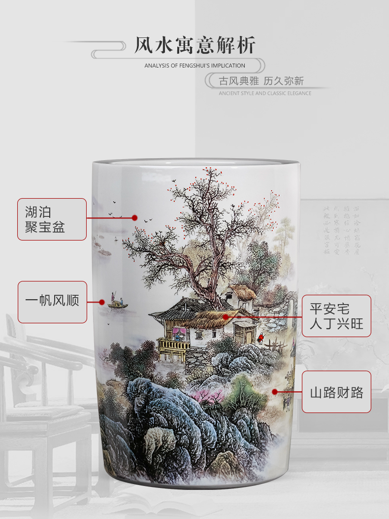 Jingdezhen ceramic painting and calligraphy calligraphy and painting to receive cylinder cylinder barrels of calligraphy and painting scroll cylinder study ground umbrella barrel decorative furnishing articles