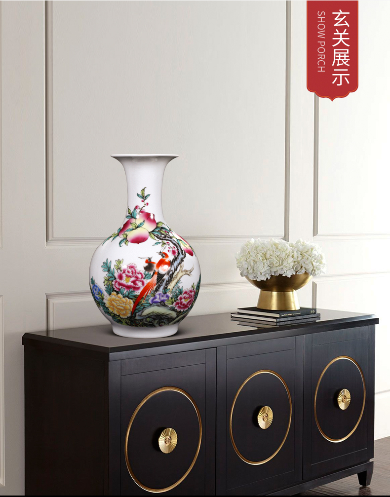 Jingdezhen ceramics wealth longevity vase furnishing articles sitting room porch rich ancient frame of Chinese style household adornment arranging flowers