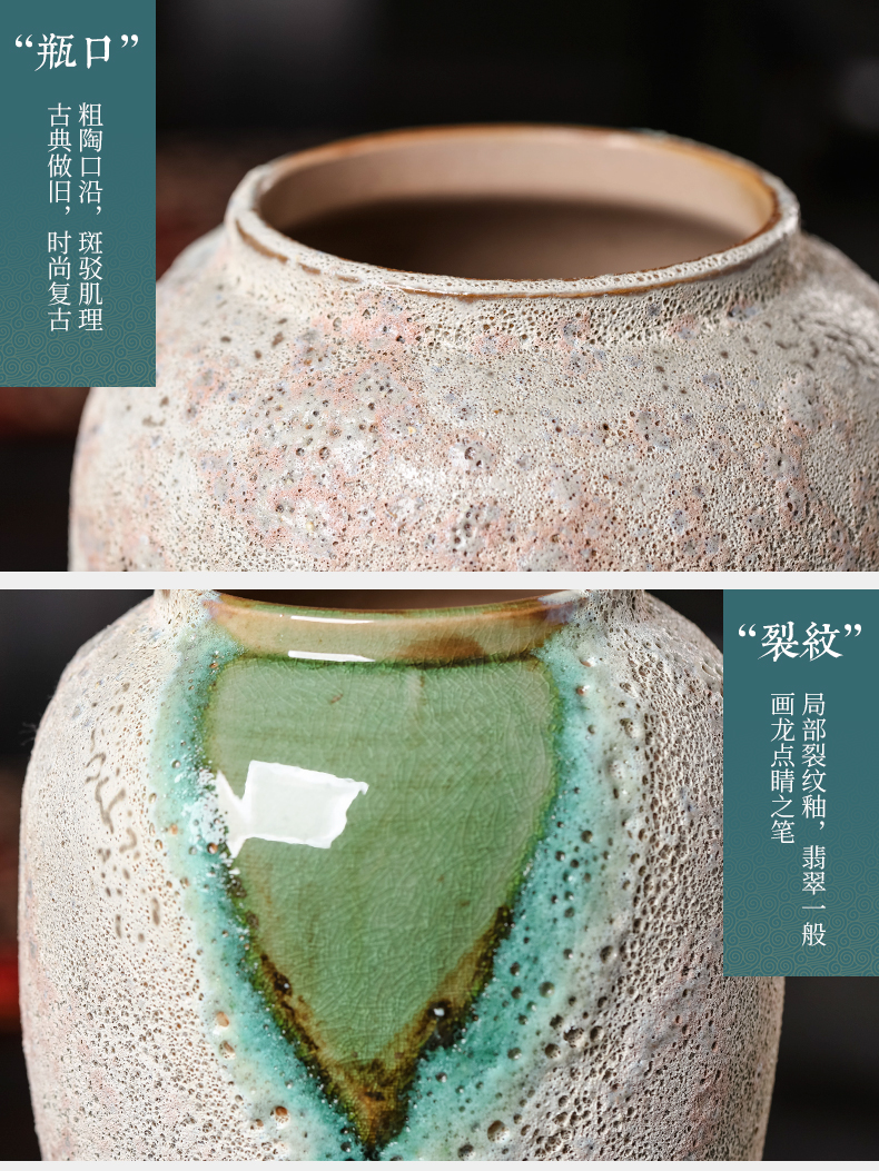 New Chinese style restoring ancient ways of jingdezhen ceramics creative household adornment manual crackle three - piece vase furnishing articles