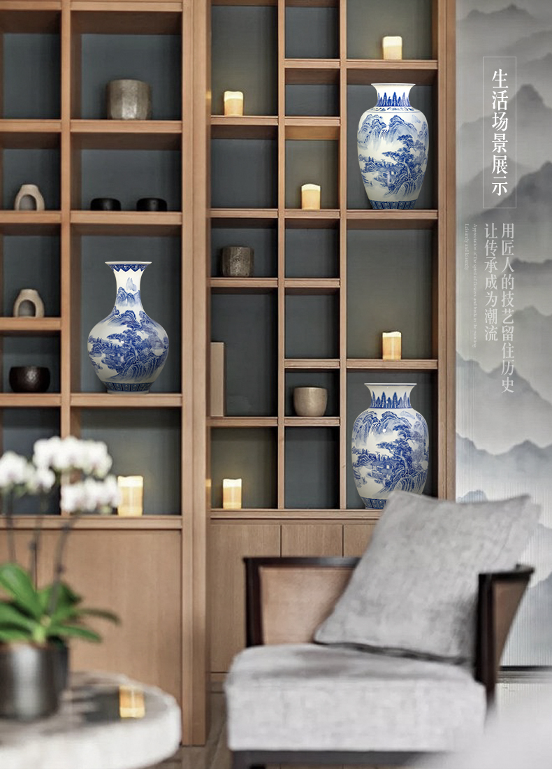 Jingdezhen ceramics antique blue and white porcelain vases, flower arrangement sitting room of Chinese style household adornment of TV ark, wine furnishing articles