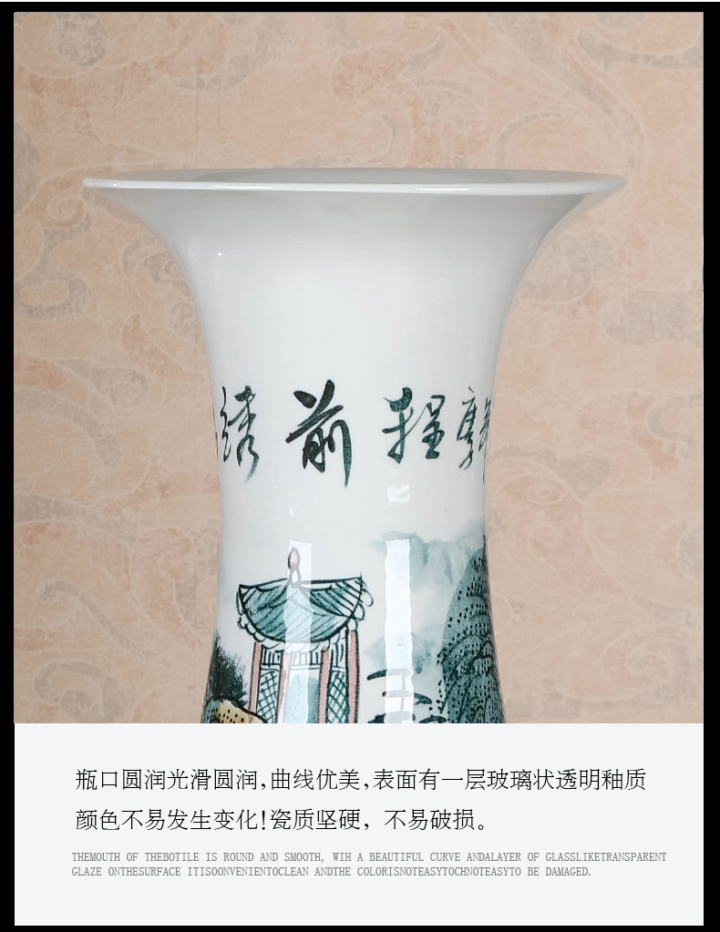 Jingdezhen ceramic antique hand - made bright future blue and white porcelain vase Chinese large sitting room adornment is placed on the ground