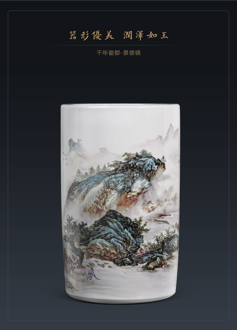 Jingdezhen ceramics receive tube scroll painting and calligraphy cylinder vase furnishing articles of Chinese style of calligraphy and painting the study large sitting room adornment