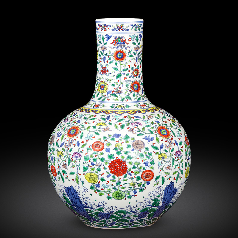 Jingdezhen ceramics imitation yongzheng hand - made color bucket vase Chinese style restoring ancient ways is the sitting room porch home furnishing articles