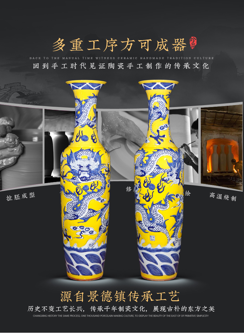 Jingdezhen ceramic hand carved large vases, new Chinese style home furnishing articles sitting room adornment opening gifts