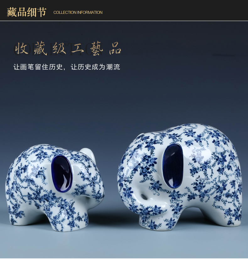 Ceramic elephant furnishing articles a lucky feng shui decoration in jingdezhen blue and white porcelain home sitting room and the creative process act the role ofing is tasted