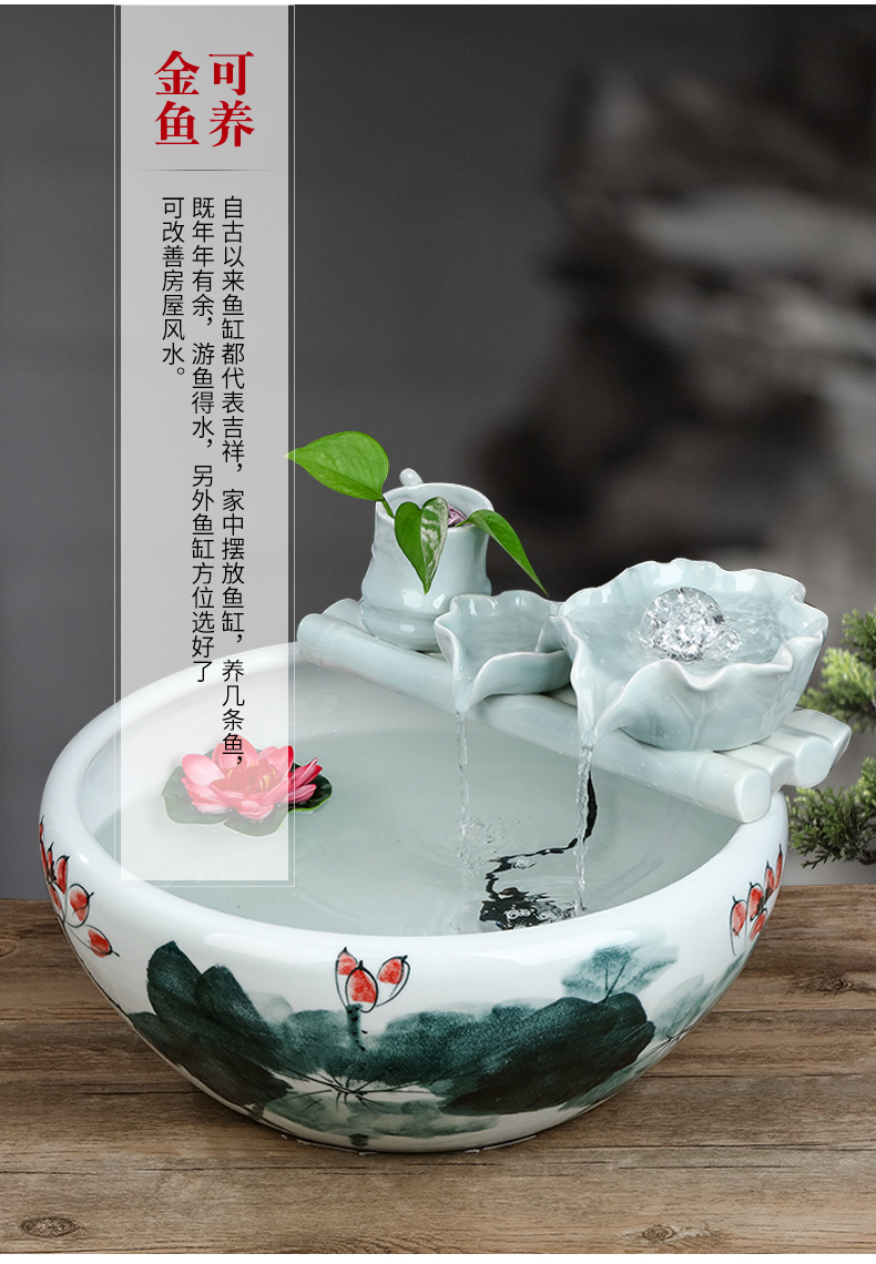 Jingdezhen ceramics modern Chinese style living room office fish basin creative furnishing articles home decoration aquarium water