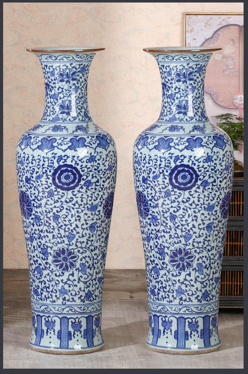 Jingdezhen ceramics hand - made large blue and white porcelain vase Chinese style household furnishing articles oversized jewelry TV ark