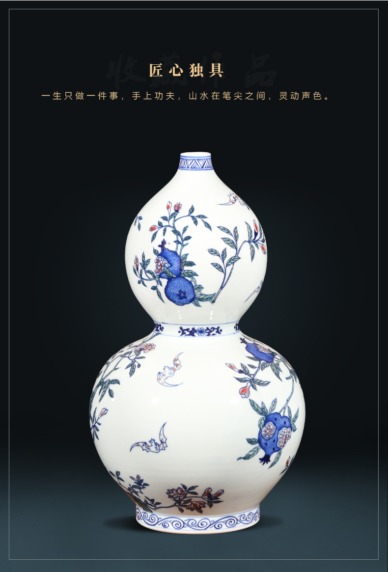 Jingdezhen ceramics imitation qianlong hand - made gourd of blue and white porcelain vases, new Chinese style household wine decorations furnishing articles