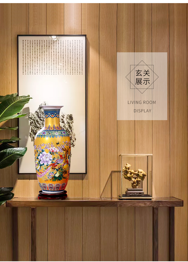 Jingdezhen enamel made pottery flower arranging machine of Chinese style household porcelain vase is placed in the sitting room porch large decorative arts and crafts