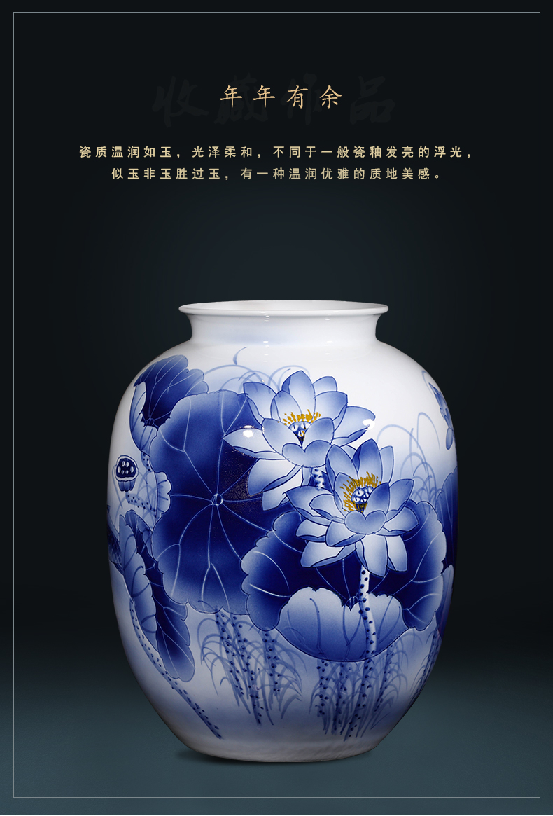 Jingdezhen ceramics hand - made archaize sitting room of large Chinese blue and white porcelain vase furnishing articles home decoration gifts