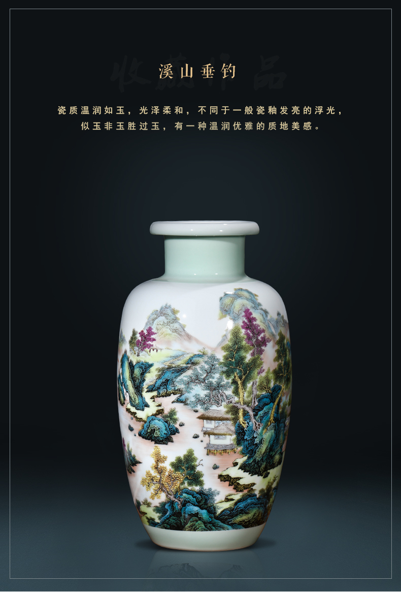 Jingdezhen ceramics vase furnishing articles khe sanh fishing modern new Chinese style sitting room adornment is placed gifts