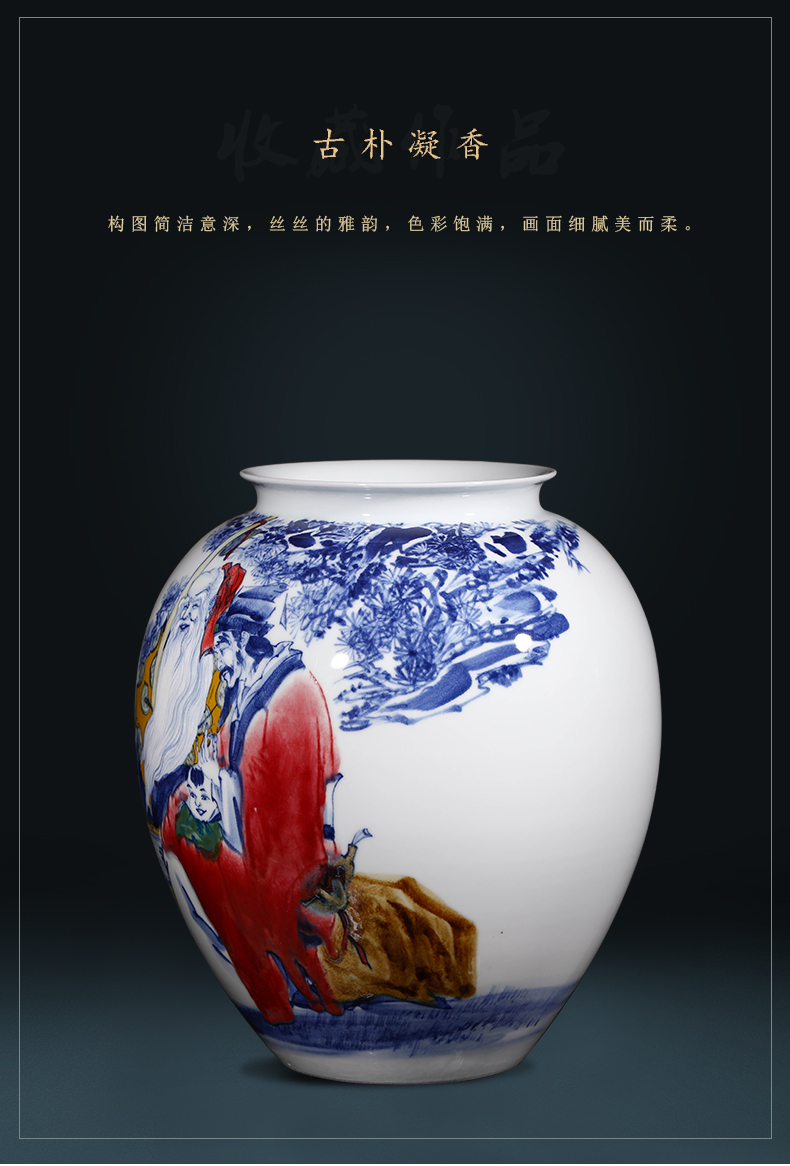 Jingdezhen ceramic creative up hand - made "samsung skies" sitting room big vase painting and calligraphy barrels of office furnishing articles