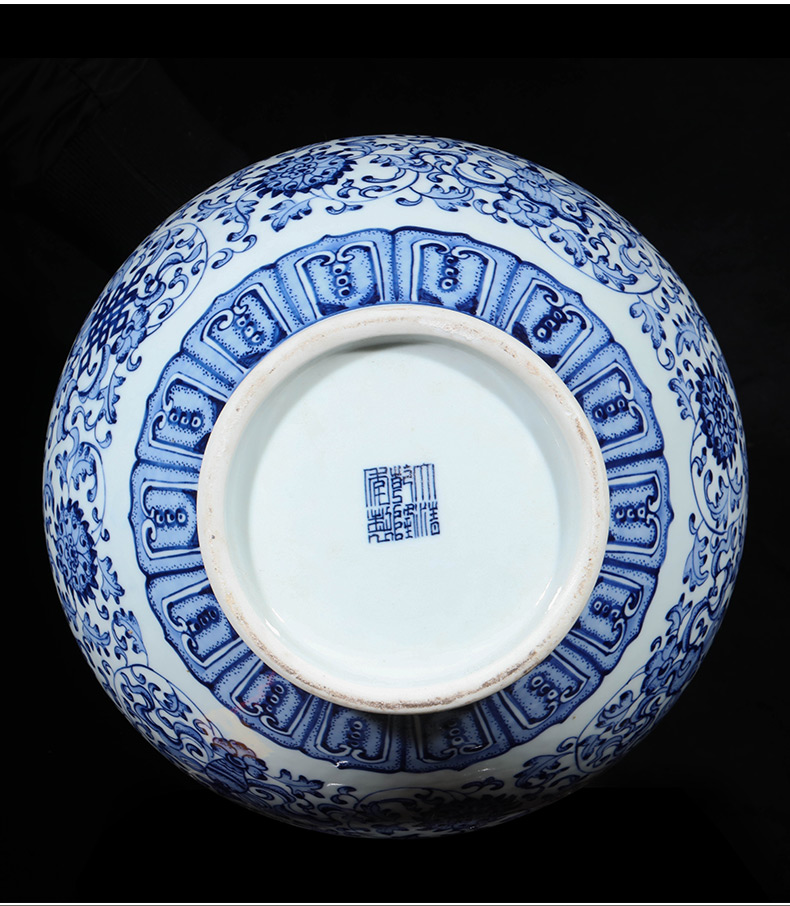 Jingdezhen ceramics imitation qianlong blue tie up branch lotus the gourd of the sitting room porch decoration of the new Chinese style furnishing articles