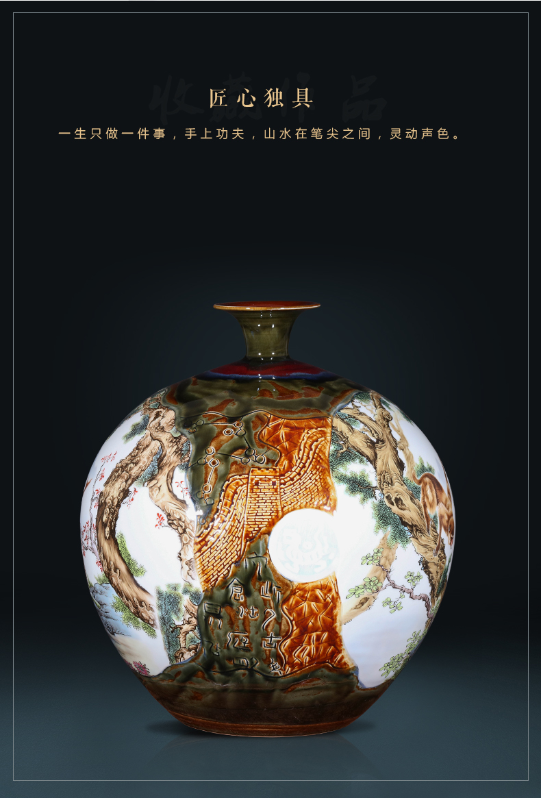 Jingdezhen ceramics craft up sealing hou JueLu big vase sitting room decoration of new Chinese style hotel furnishing articles