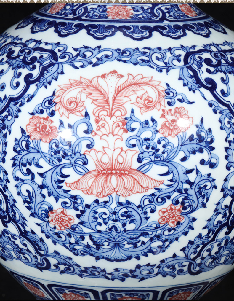 Jingdezhen porcelain qianlong hand - made of blue and white porcelain vases, flower arranging new Chinese style living room home furnishing articles