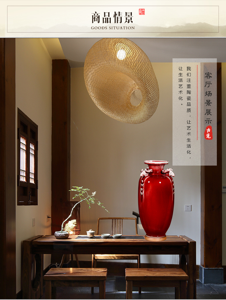 Three Yang kaitai archaize crack of jingdezhen ceramics glaze vase flower arranging Chinese wine sitting room adornment is placed