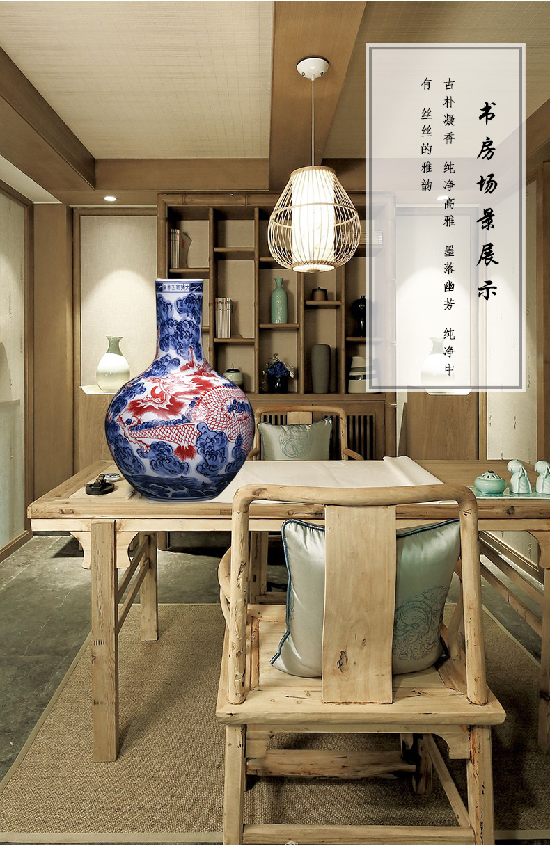 Jingdezhen ceramics imitation yongzheng antique hand - made Chinese blue and white porcelain vase sitting room porch decoration furnishing articles