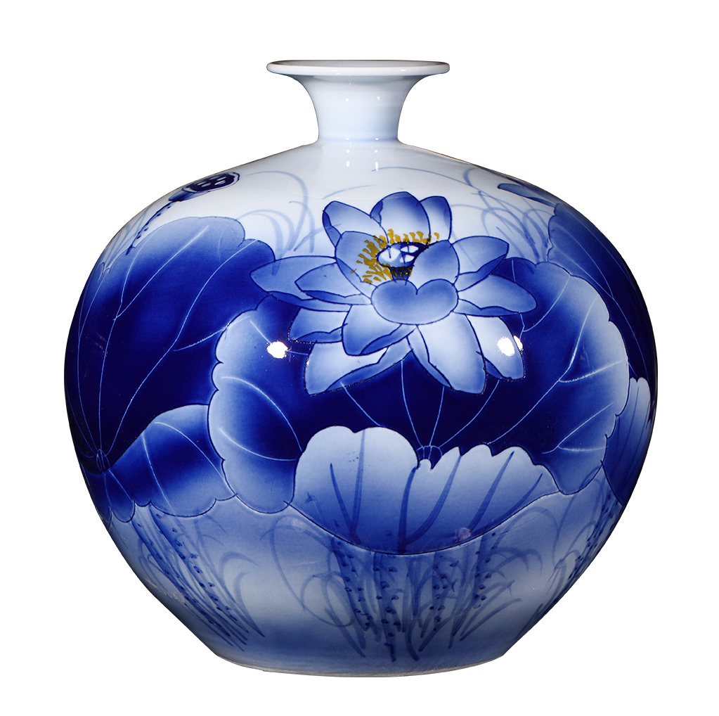 The Master of jingdezhen ceramics hand - made of blue and white porcelain vase pomegranate bottle of large Chinese sitting room adornment is placed