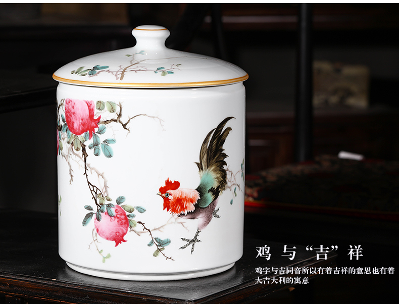 Jingdezhen ceramic tea pot large sealing as cans of puer tea cylinder storage jar sealing of bread receives, the seventh, peulthai the household