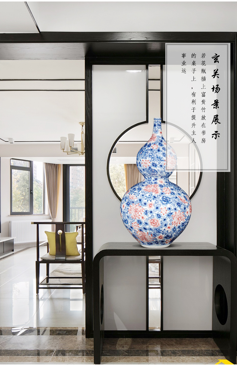 Jingdezhen ceramics imitation qianlong hand - made flower gourd vases, furnishing articles of new Chinese style living room decoration decoration