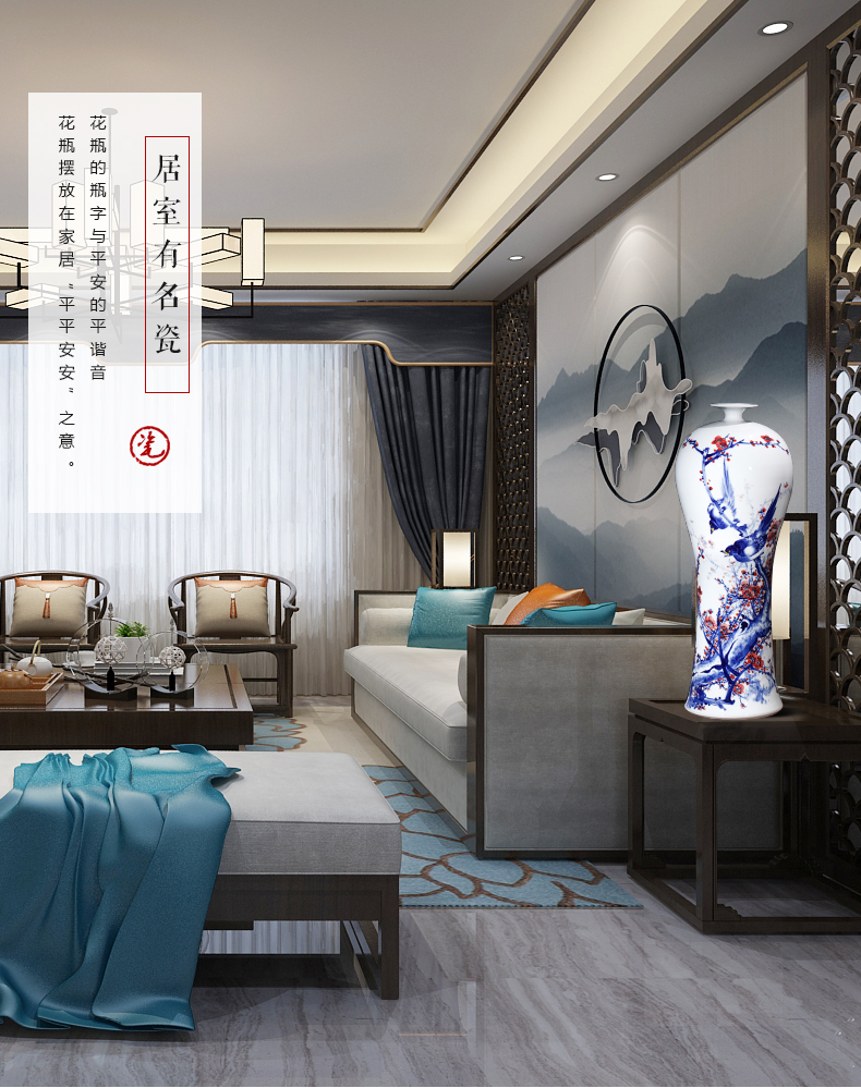 The Master of jingdezhen ceramics hand - made beaming Chinese blue and white porcelain vase large sitting room porch place