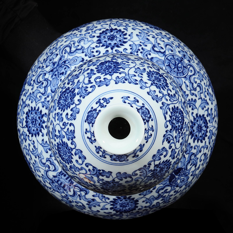 Jingdezhen ceramics imitation qianlong blue tie up branch lotus the gourd of the sitting room porch decoration of the new Chinese style furnishing articles