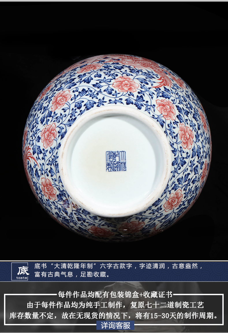 Jingdezhen ceramics imitation qianlong hand - made the ears of the blue and white porcelain vase Chinese rich ancient frame sitting room adornment is placed