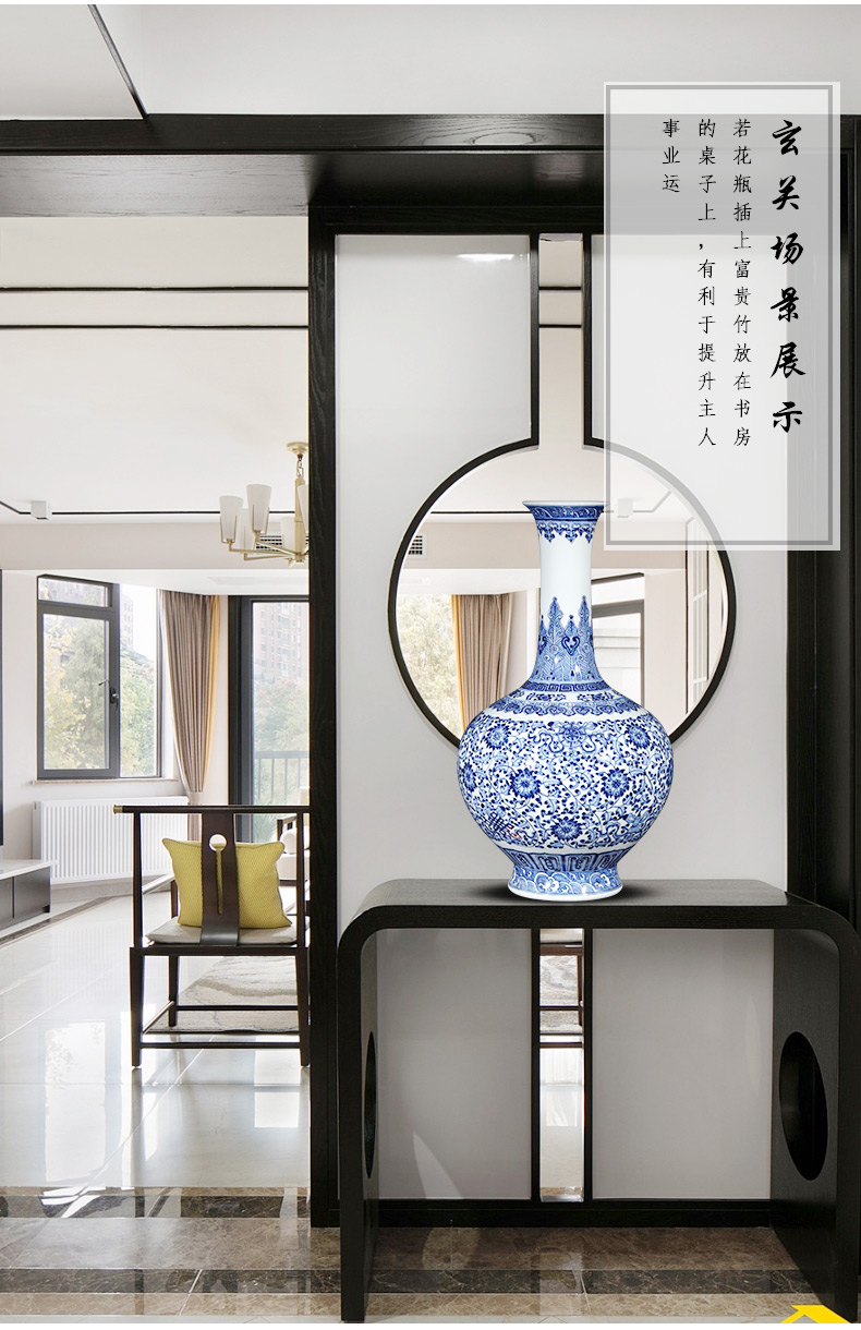 Jingdezhen ceramics imitation qianlong new Chinese blue and white porcelain vases, flower arrangement sitting room porch rich ancient frame furnishing articles