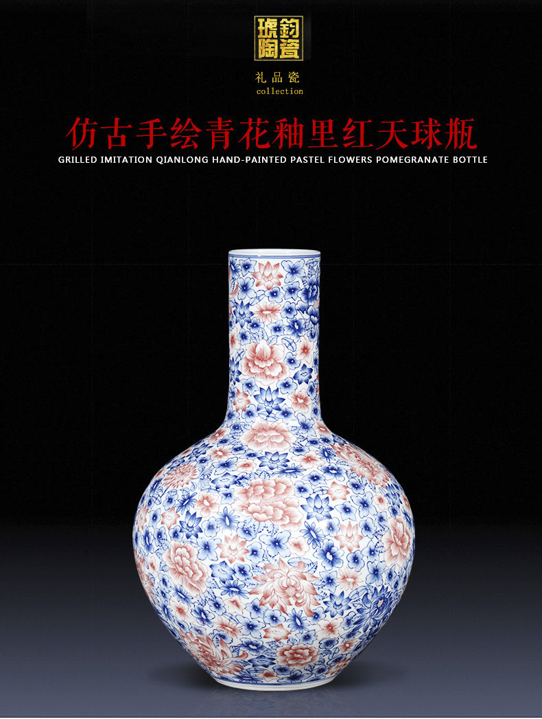 Jingdezhen ceramics imitation qianlong hand - made Chinese blue and white porcelain vases, flower arrangement sitting room porch decoration furnishing articles