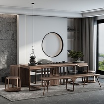 New Chinese tea table and chairs Combined office Zen Yigong Tea Table Tea Table Tea Room Small Household Type Full Solid Wood Furniture Custom