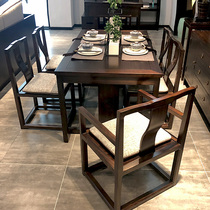 New Chinese Restaurant Solid Wood Dining Table And Chairs Combined Rectangular One Table Six Chairs Dining Table Zen family dining table furniture