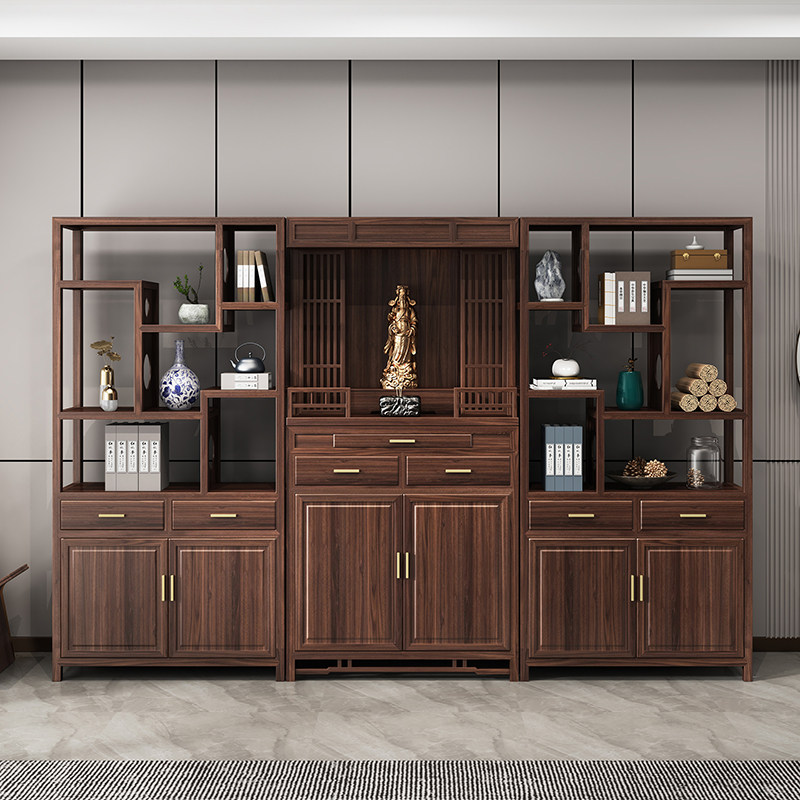 New Chinese-style shrine solid wood for table God Buddha cabinet combination Buddha Tai Guanyin Tai living room God of Wealth offering table customization