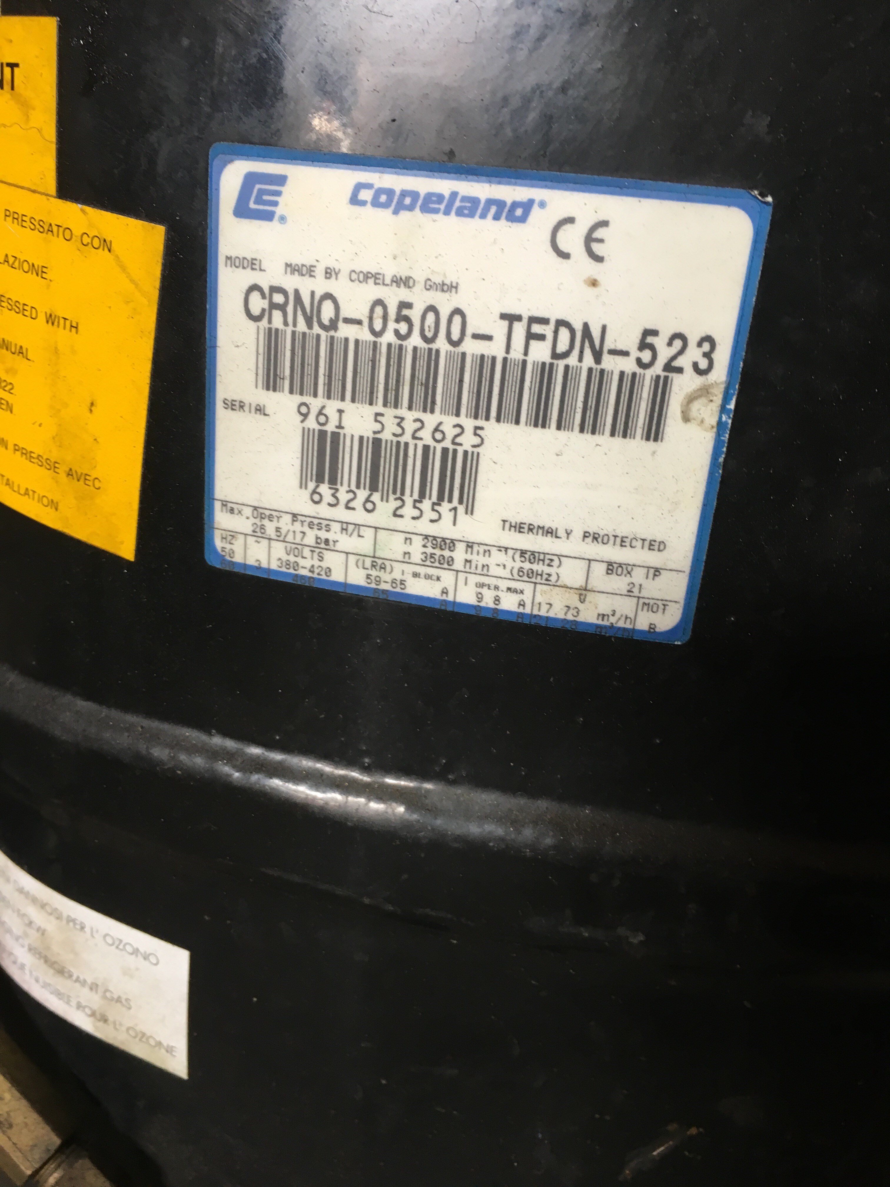 CRNQ-0500-TFDN-523 CRNQ-0500-TFD-551 55R Copeland Compressor 5P screw port