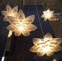 Simple white lotus chandelier Bedroom Dining room Creative art Childrens room Single head lily PVC lighting warm light