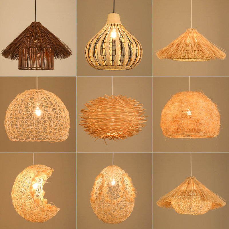 Creative Rattan Lampshade Bamboo Art Hotel Dining Room Personality Hot Pot Restaurant Rattan Art Homestay Bamboo Chandelier Southeast Asia Chandelier