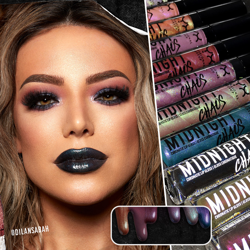 NYX MIDNIGHT CHAOS series cherry niche lip gloss glitter lacquer polarized European and American lipstick lip glaze