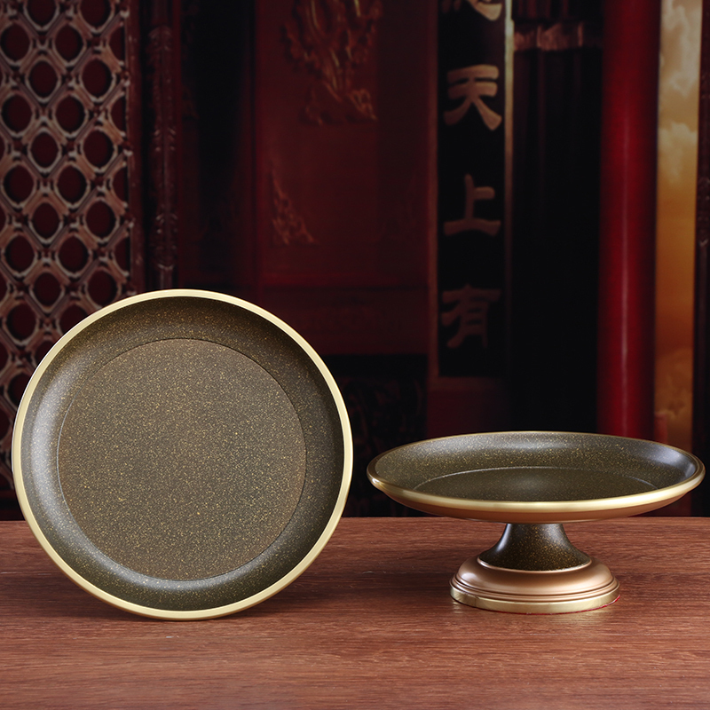 Round pass Buddha with thickened bronze fruit tray Buddha Former supply of Buddha fruit pan pure copper for disc home Gongpan home dedicated to Buddha