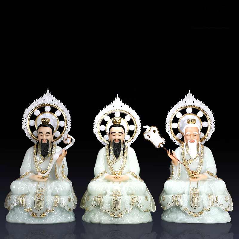 White marble Taishang Laojun stone sculpture Moral Heaven dedicated to Taoism Three Qing Dao ancestral statue Yuan Shi Tian Zun ornaments
