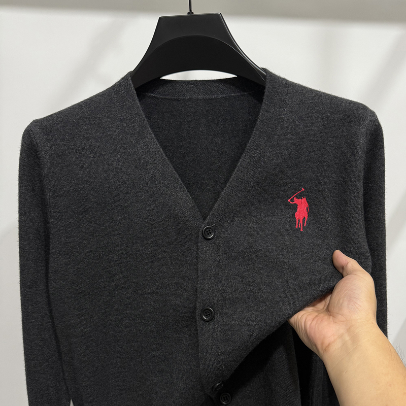 Plato Paul Wool Cardigan Men's Autumn and Winter Thick Middle-Aged Cashmere Coat V-Neck Buttoned Sweater Knitwear