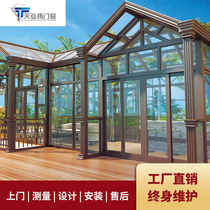 Tianhong promotion broken bridge aluminum sun room Custom villa Floor-to-ceiling windows soundproof windows Wuhan Terrace Ceiling glass balcony