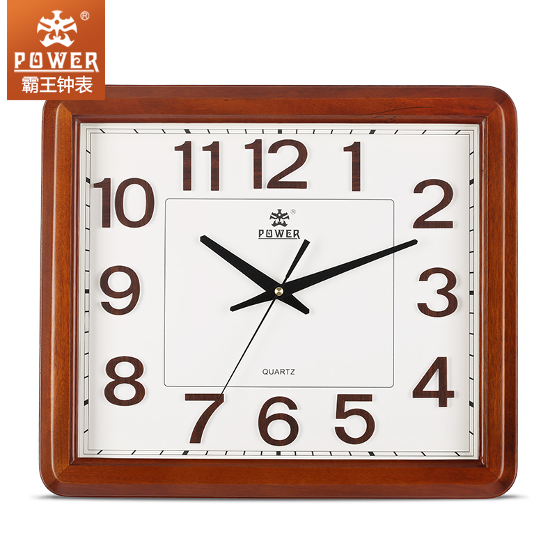 Overlord solid wood wall clock silent quartz clock Creative wooden clock square clock Modern Chinese living room hanging watch