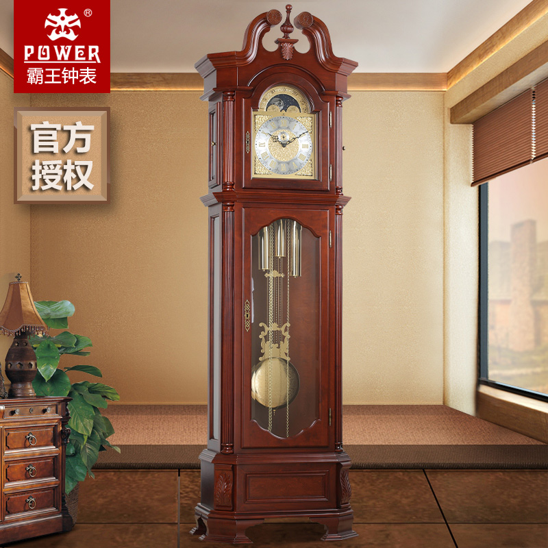 POWER OVERLORD MECHANICAL FLOOR CLOCK LIVING ROOM SOLID WOOD STANDING CLOCK German Hermler Movement Seat Clock Chinese Vintage Clock
