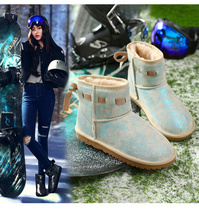 Snow Boots Woman 2021 new fur integrated non-slip warm cotton shoes Soft cute teenage girl sequin short cylinder boots