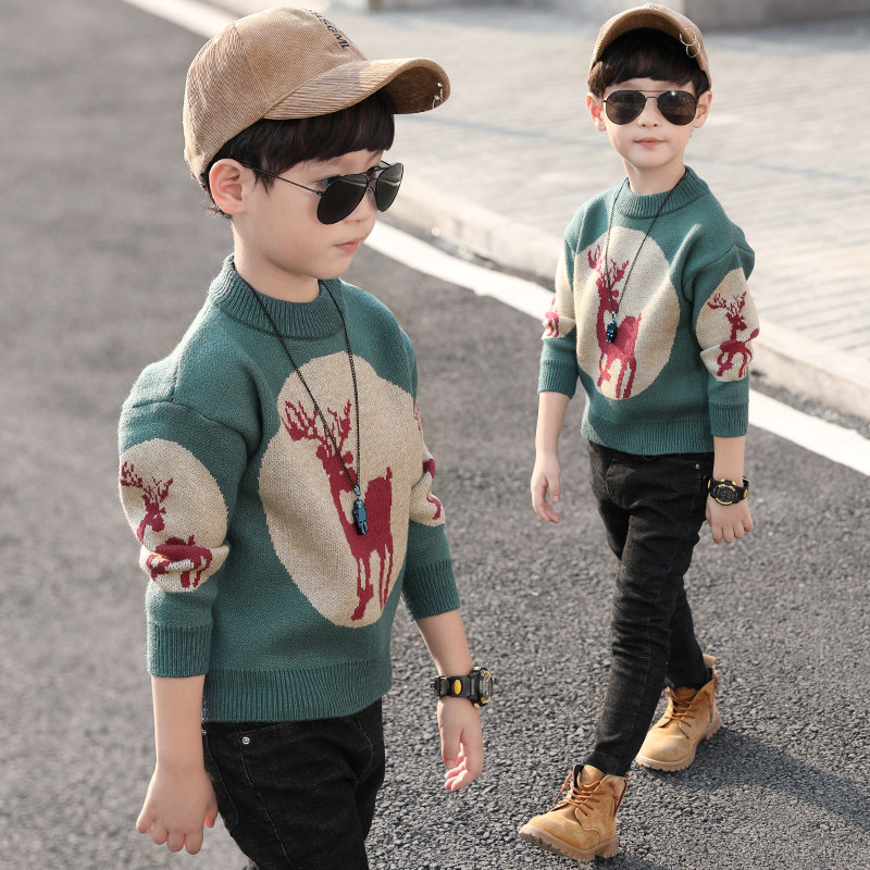 男童毛衣2018新款童装儿童套头加厚秋冬装韩