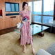 2022 new women's summer chiffon floral dress waist temperament fishtail skirt slim fit and slim long skirt women