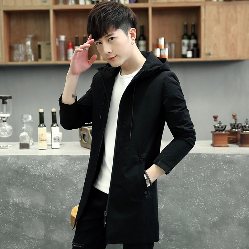 1 Spring and autumn new wind clothes male trend with long style jacket Shuai style and Han version Fashion casual men's jacket